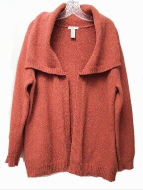 Tweeds Orange Rust Lambswool Angora Blend Open Cardigan Size 1X